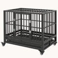 Load image into Gallery viewer, 36" Heavy Duty Dog Crate with Lockable Wheels, Double Door & Removable Tray, Gray

