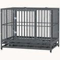 Load image into Gallery viewer, 43" Heavy Duty Dog Crate with Lockable Wheels, Double Door & Removable Tray, Gray
