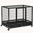 Load image into Gallery viewer, 43" Heavy Duty Dog Crate with Removable Tray, Lockable Wheels & Double Door, Black
