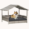 Load image into Gallery viewer, Dog House Outdoor with Canopy and Cushion for Small to Medium Pets Gray
