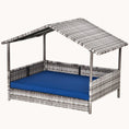 Load image into Gallery viewer, Dog House Outdoor with Canopy and Cushion for Small to Medium Pets Gray and Dark Blue
