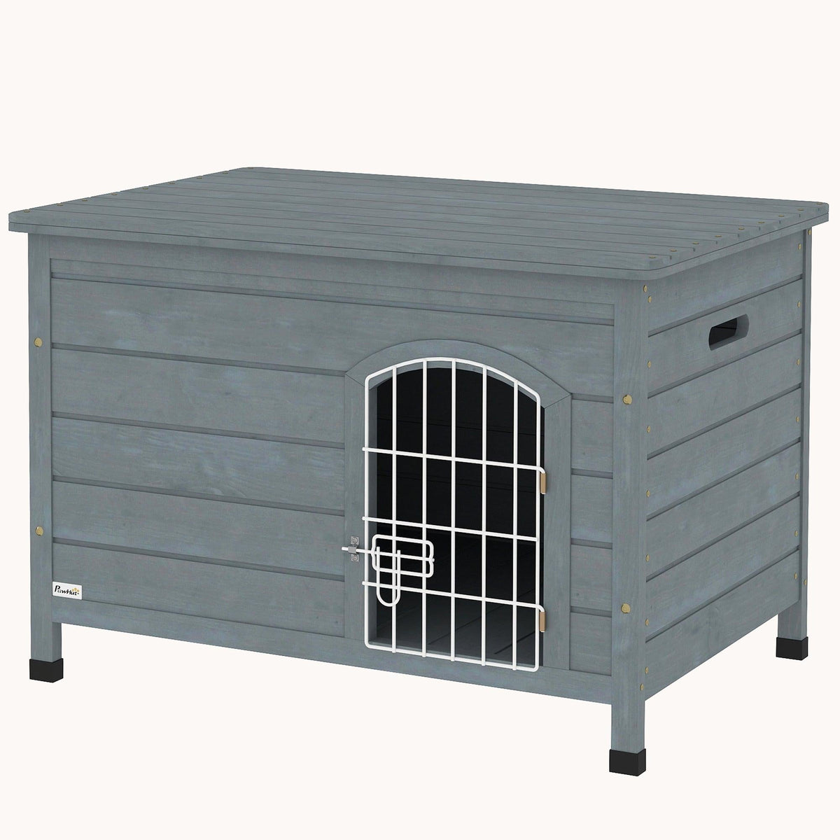31"L Wooden Dog Crate Wire Door with Lock with Openable Top Removable Bottom, Dark Gray