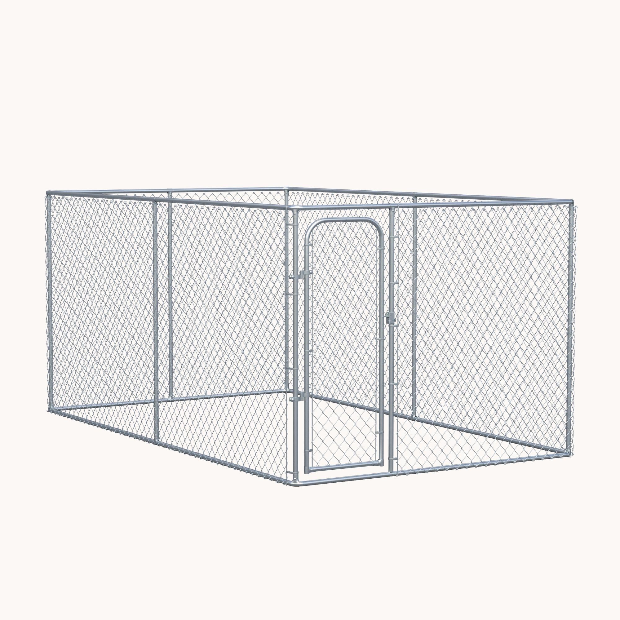 13.1'x7.5'x6' Heavy Duty Outdoor Dog Kennel with Galvanized Chain Link & Secure Lock