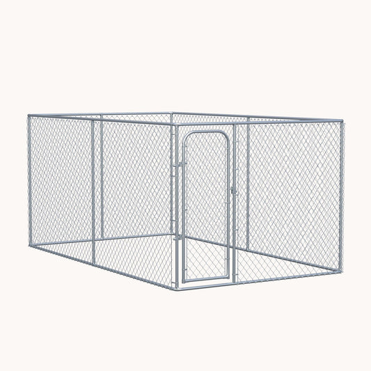 13.1'x7.5'x6' Heavy Duty Outdoor Dog Kennel with Galvanized Chain Link & Secure Lock