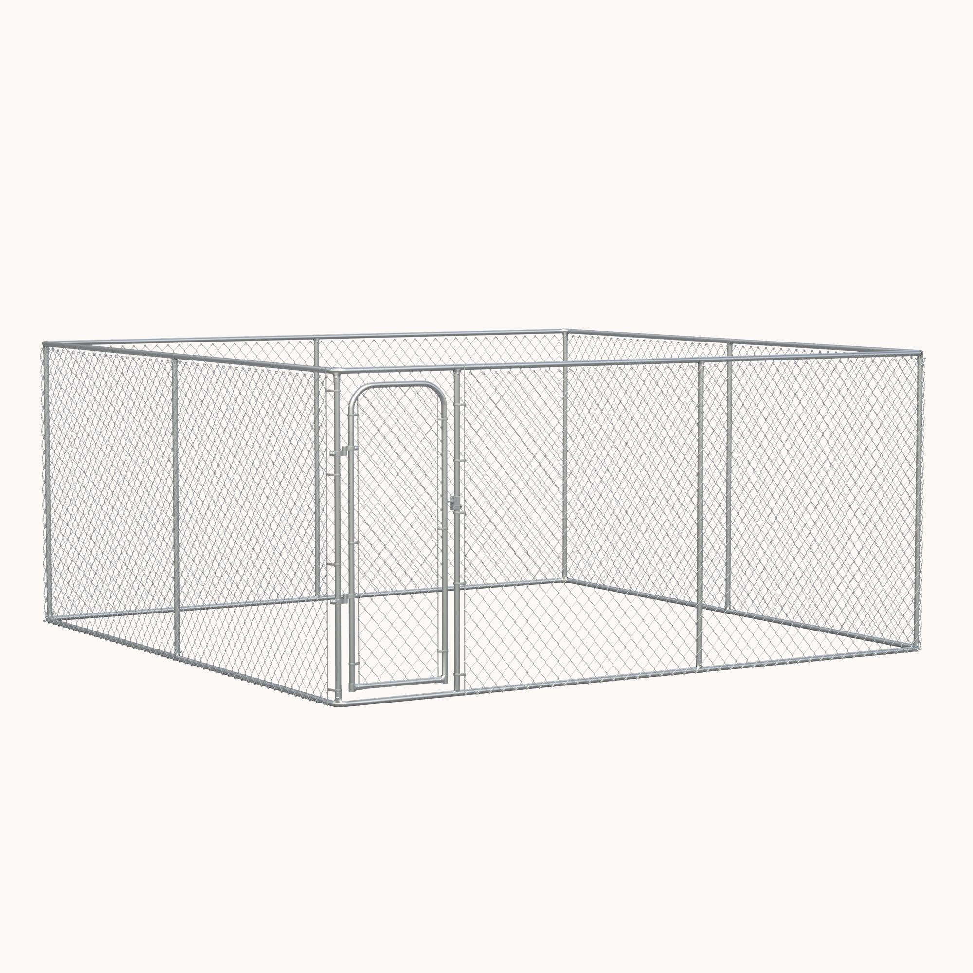 13.1'x13.1'x6' Heavy Duty Outdoor Dog Kennel with Galvanized Chain Link & Secure Lock