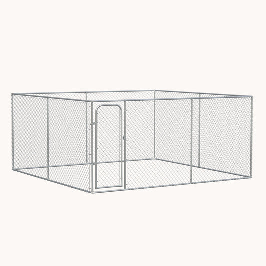 13.1'x13.1'x6' Heavy Duty Outdoor Dog Kennel with Galvanized Chain Link & Secure Lock