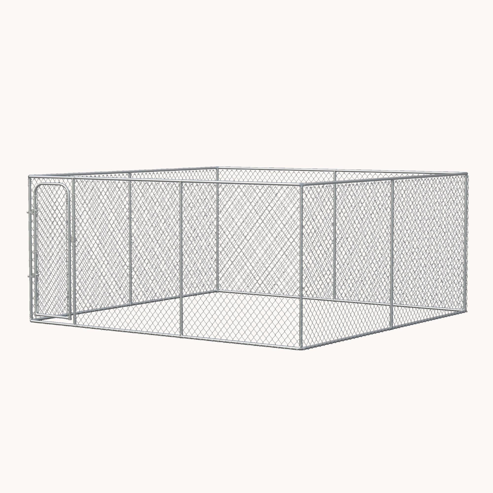 13.1'x13.1'x6' Heavy Duty Outdoor Dog Kennel with Galvanized Chain Link & Secure Lock