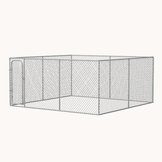 13.1'x13.1'x6' Heavy Duty Outdoor Dog Kennel with Galvanized Chain Link & Secure Lock