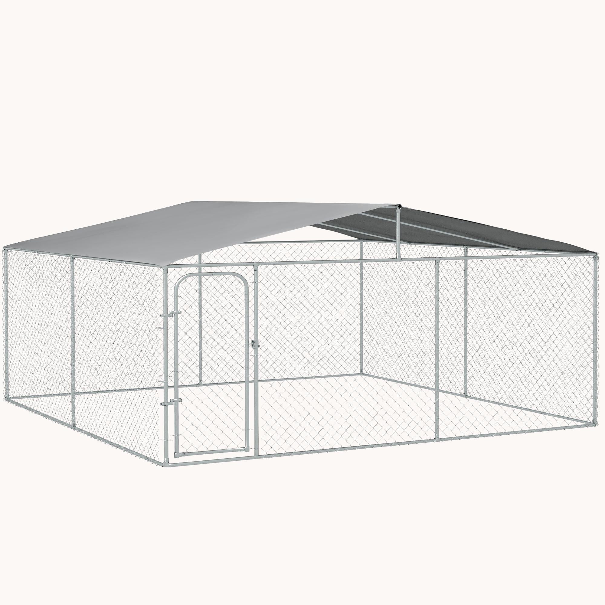 15'x15'x7.5' Heavy Duty Outdoor Dog Kennel with Waterproof Cover