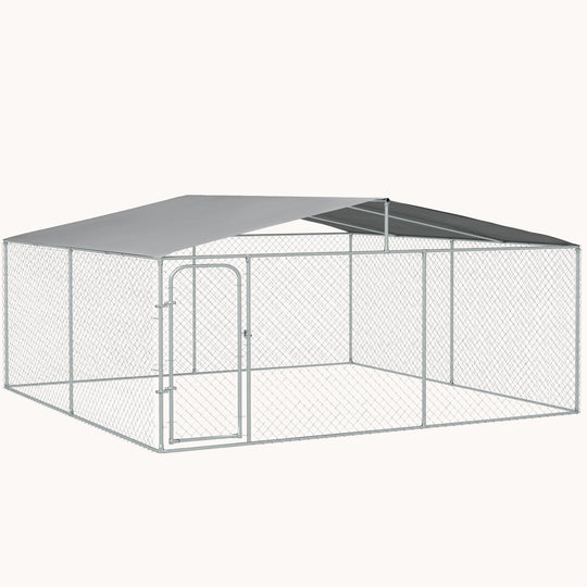 15'x15'x7.5' Heavy Duty Outdoor Dog Kennel with Waterproof Cover