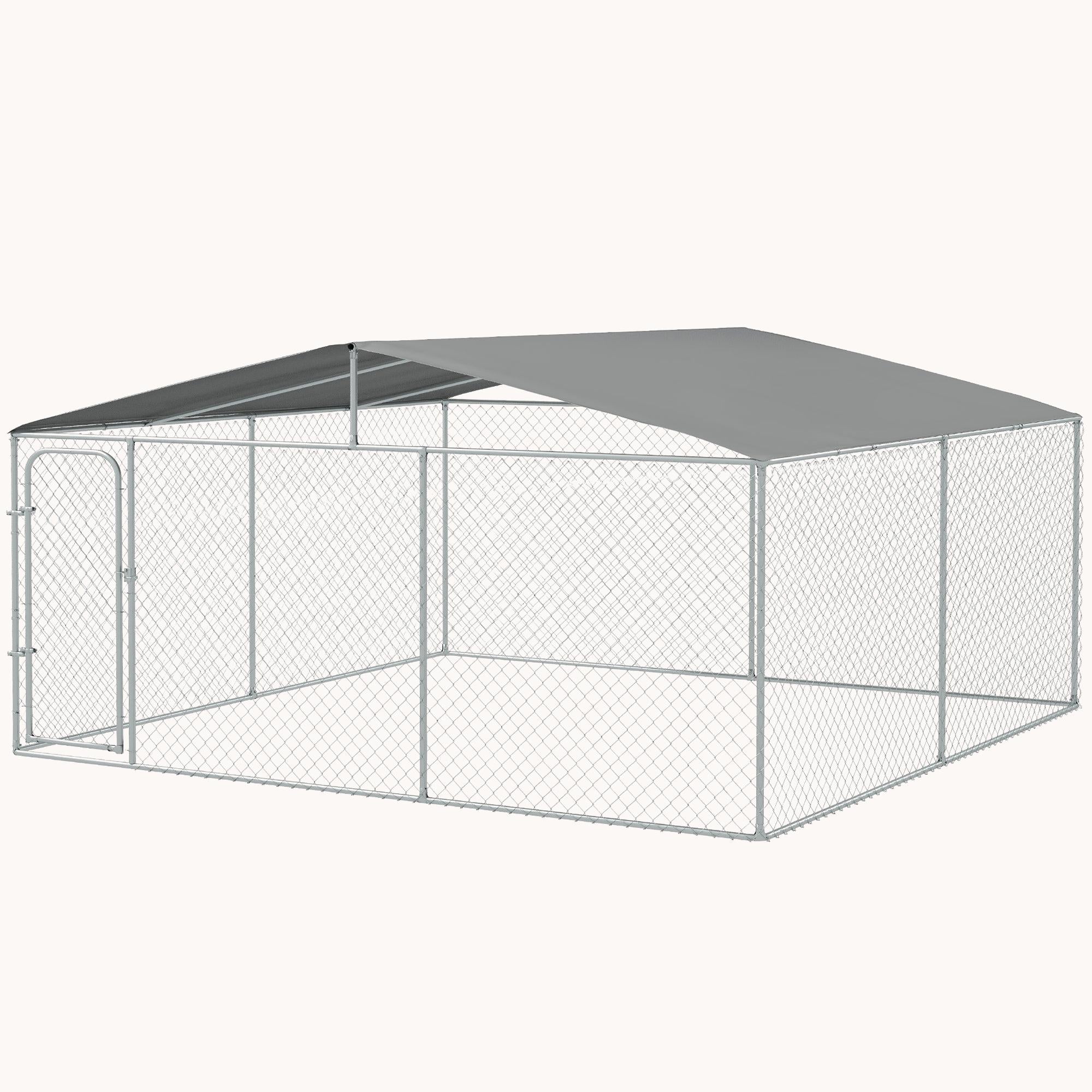 15'x15'x7.5' Heavy Duty Outdoor Dog Kennel with Waterproof Cover