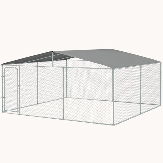 15'x15'x7.5' Heavy Duty Outdoor Dog Kennel with Waterproof Cover