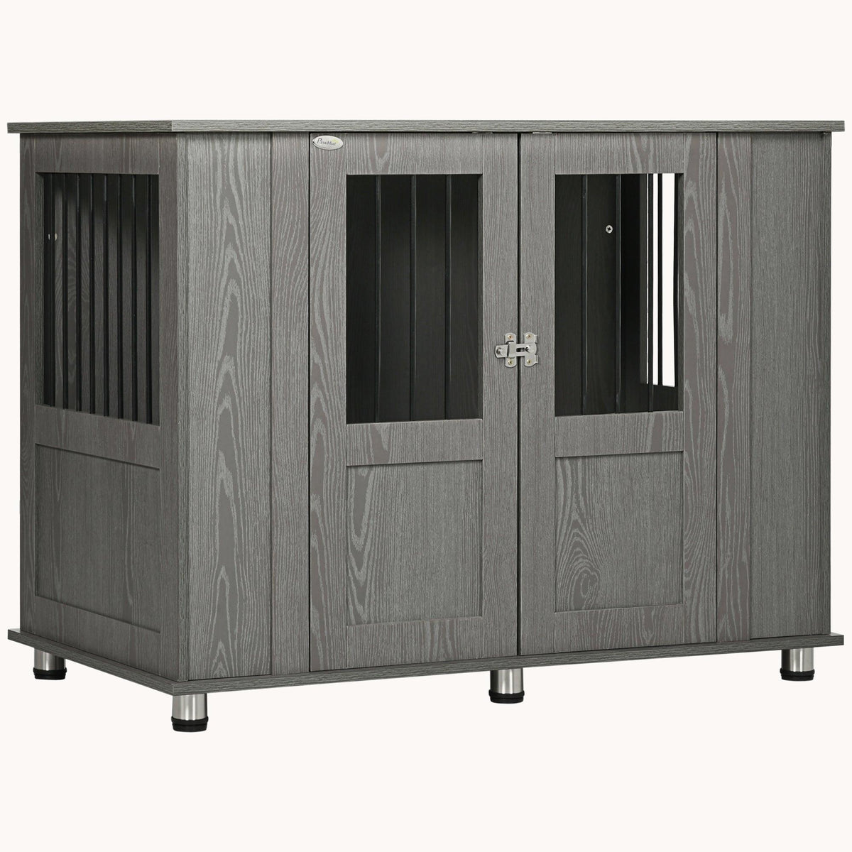 X Large Dog Crate Furniture with Lockable Magnetic Doors and Adjustable Foot Pads, Gray