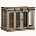 Load image into Gallery viewer, Sliding Barn Door Furniture Style Dog Crate w/ Removable Divider for Small/Large Dogs, Oak
