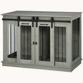 Load image into Gallery viewer, Sliding Barn Door Furniture Style Dog Crate w/ Removable Divider for S to L Dogs, Gray
