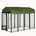 Load image into Gallery viewer, 8'x4'x6' Outdoor Dog Kennel with Rotating Bowls, Walk-In Design & Weatherproof Canopy, Green
