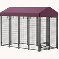 Load image into Gallery viewer, 8'x4'x6' Outdoor Heavy Duty Walk-in Dog Kennel with Rotating Bowls & UV Waterproof Cover - Red
