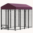Load image into Gallery viewer, 8'x4'x6' Outdoor Heavy Duty Walk-in Dog Kennel with Rotating Bowls & UV Waterproof Cover - Red
