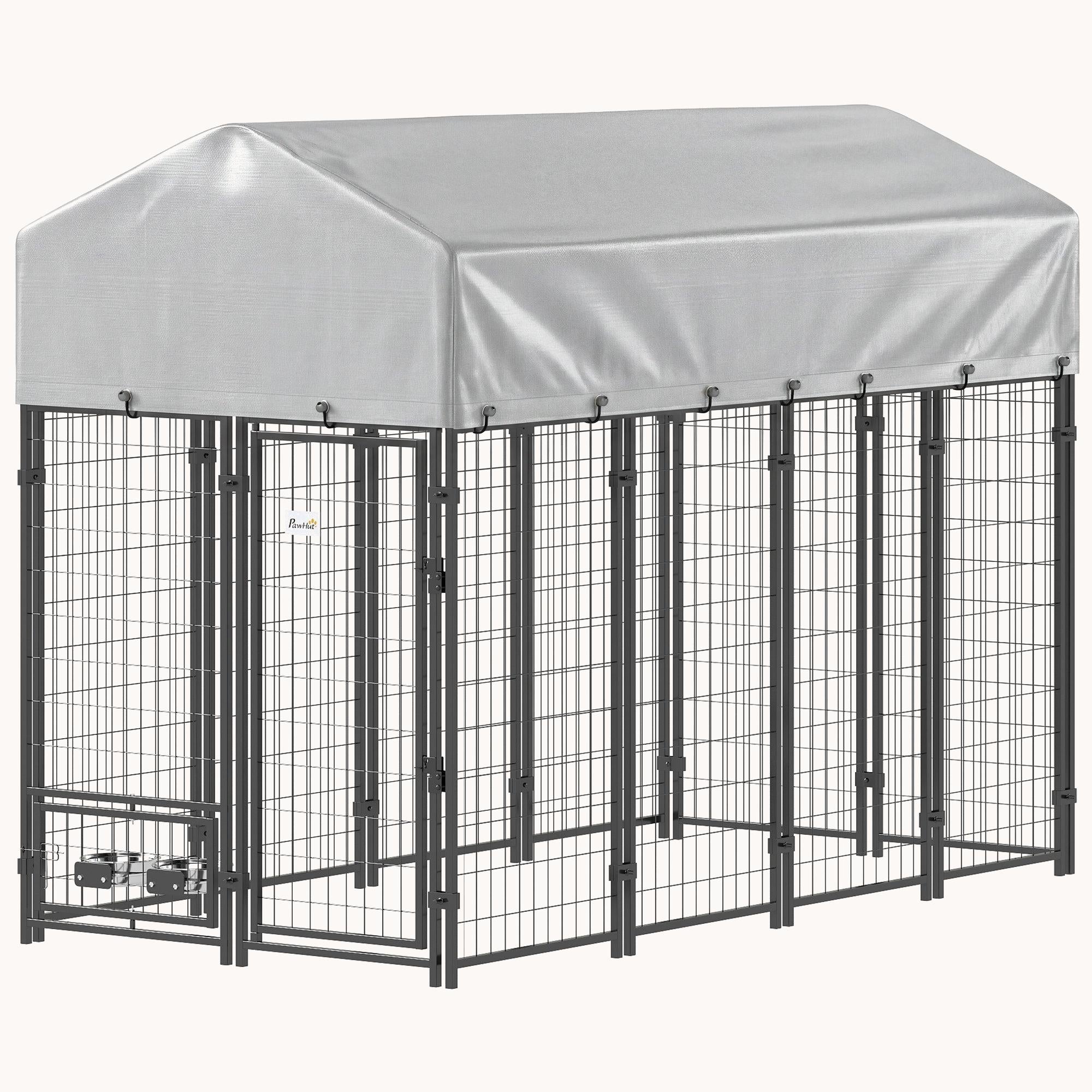 8' x 4' x 6' Outdoor Dog Kennel with Shade & Rotating Bowl