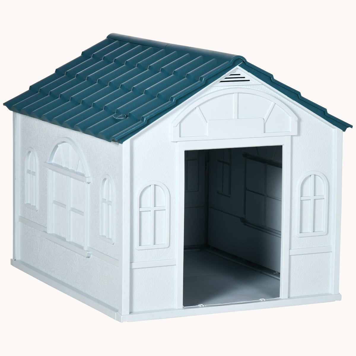 Plastic Dog Kennel Outdoor/Indoor, Waterproof & Easy Assembly, for Large Dogs, Blue