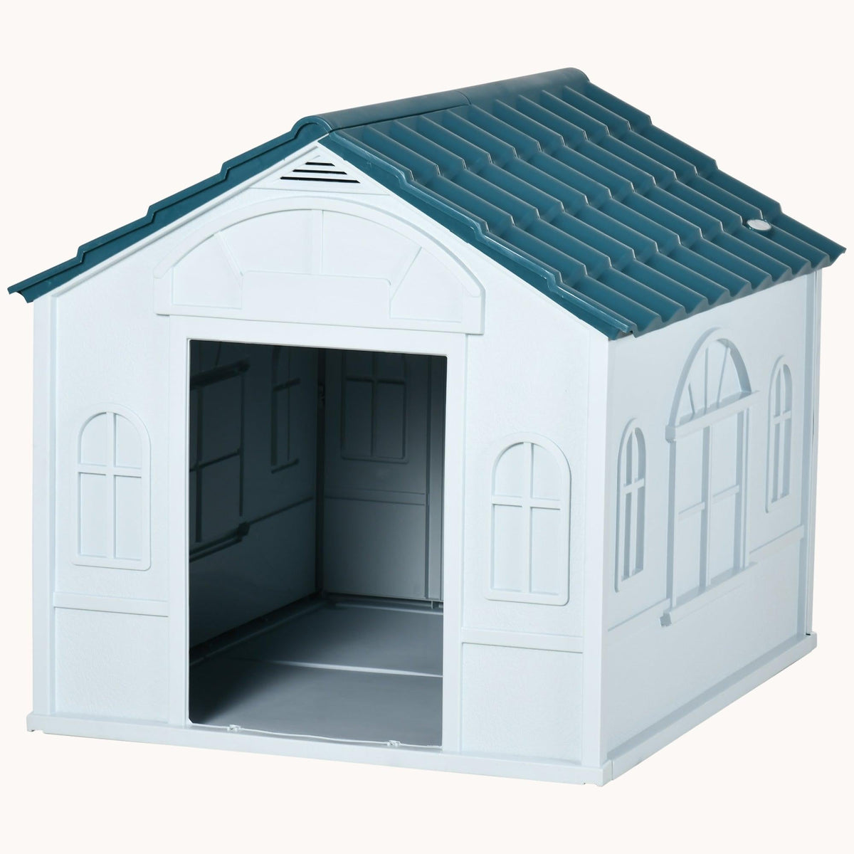 Plastic Dog Kennel Outdoor/Indoor, Waterproof & Easy Assembly, for Large Dogs, Blue