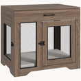 Load image into Gallery viewer, Double Door Furniture Style Dog Crate with Cushion and Drawer for Small Dogs, Brown
