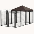 Load image into Gallery viewer, 9.3'x4.6' Galvanized Chain Link Dog Kennel with Waterproof Canopy & Lock for Large/Medium Dogs
