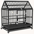 Load image into Gallery viewer, 48" Heavy-Duty Dog Crate with Locking Wheels, Double Doors, Removable Tray & Top Access - Black
