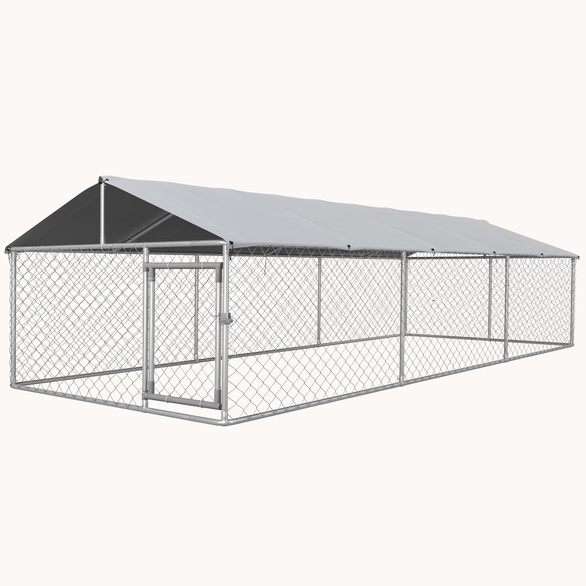 19.7'x7.5'x4.9' Outdoor Dog Kennel with Waterproof Cover & Secure Lock