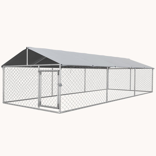 19.7'x7.5'x4.9' Outdoor Dog Kennel with Waterproof Cover & Secure Lock