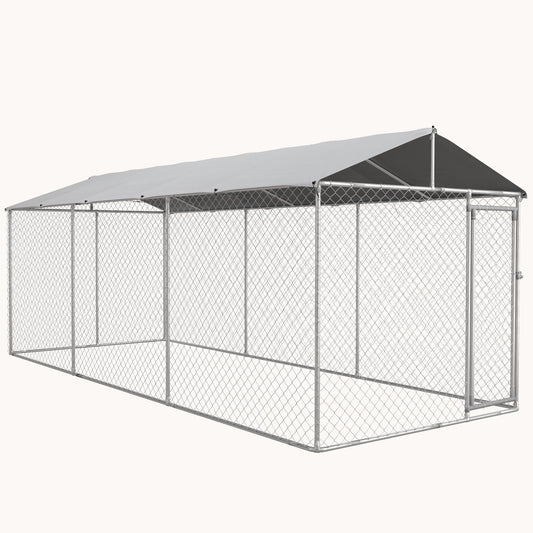 19.7'x7.5'x7.5' Outdoor Dog Kennel with Waterproof Cover & Secure Lock