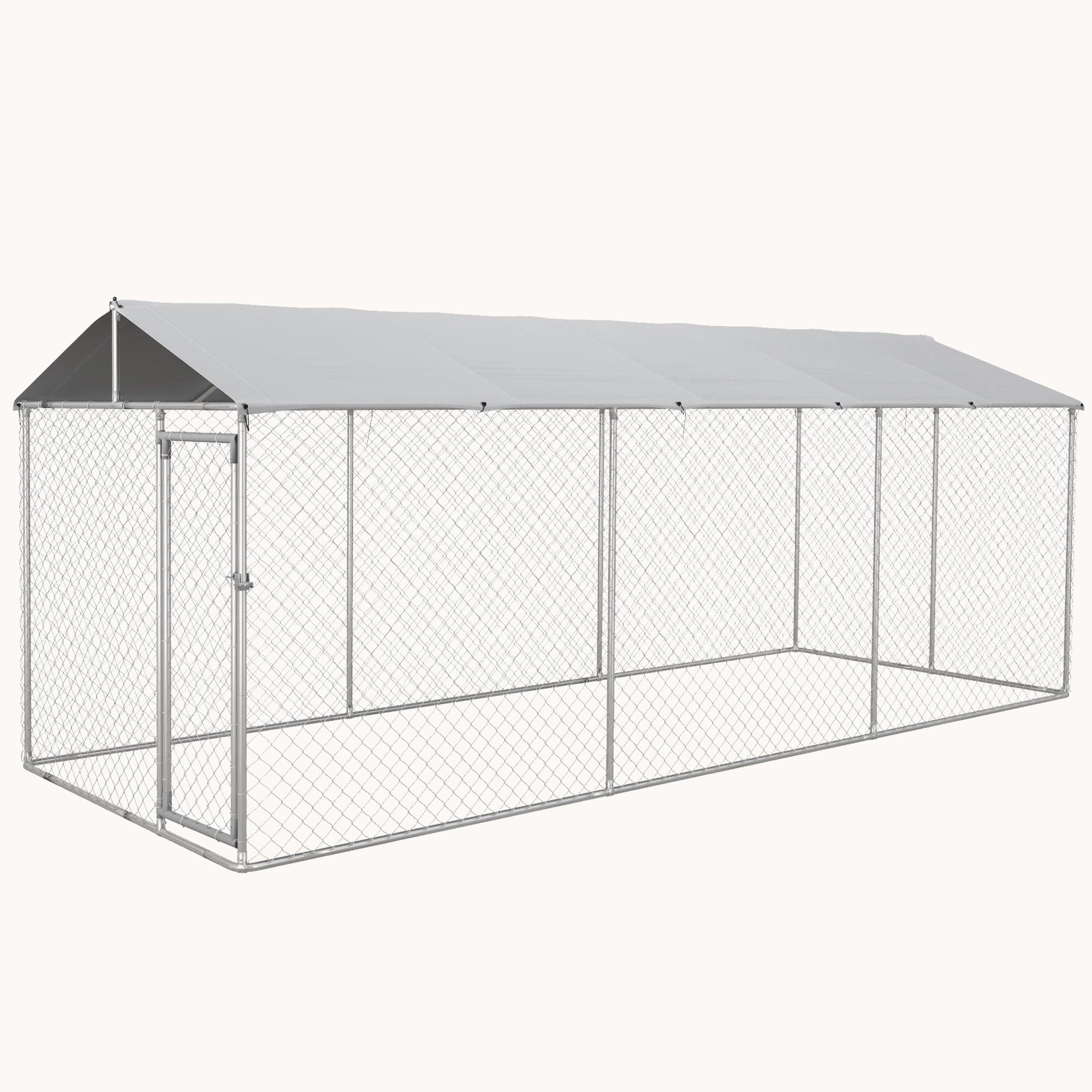 19.7'x7.5'x7.5' Outdoor Dog Kennel with Waterproof Cover & Secure Lock