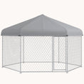 Load image into Gallery viewer, 13.4'x11.5'x8.8' Outdoor Dog Kennel with Waterproof UV-Resistant Roof & Lockable Door, Silver

