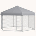 Load image into Gallery viewer, 13.4'x11.5'x8.8' Outdoor Dog Kennel with Waterproof UV-Resistant Roof & Lockable Door, Silver
