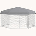 Load image into Gallery viewer, 6.9'x6.1'x4.9' Outdoor Dog Kennel with Waterproof UV-Resistant Roof & Lockable Door, Silver
