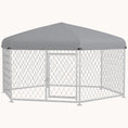 Load image into Gallery viewer, 6.9'x6.1'x4.9' Outdoor Dog Kennel with Waterproof UV-Resistant Roof & Lockable Door, Silver

