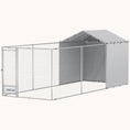 Load image into Gallery viewer, 19.7'x7.5'x7.5' Heavy Duty Dog Kennel with Waterproof UV Cover & Rotating Bowl Door
