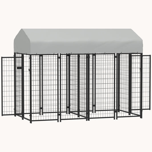 7.8'x4.1'x6' Outdoor Dog Kennel with Two-Room Design, Secure Lock & Weatherproof Cover