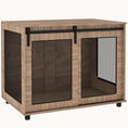 Load image into Gallery viewer, Sliding Barn Door Furniture Style Dog Crate with Adjustable Feet for Large Dogs, Brown
