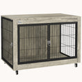 Load image into Gallery viewer, 3-Door Large Dog Kennel Furniture with Wheels and Interchangeable Side Door, Gray
