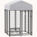 Load image into Gallery viewer, 3.9'x3.9'x6' Outdoor Dog Kennel with Rotating Bowls & All-Weather Cover for Small & Medium Dogs
