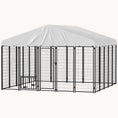 Load image into Gallery viewer, 9.8'x9.8'x6.8' Heavy-Duty Welded Wire Dog Kennel with Adjustable Bowls & Waterproof Cover
