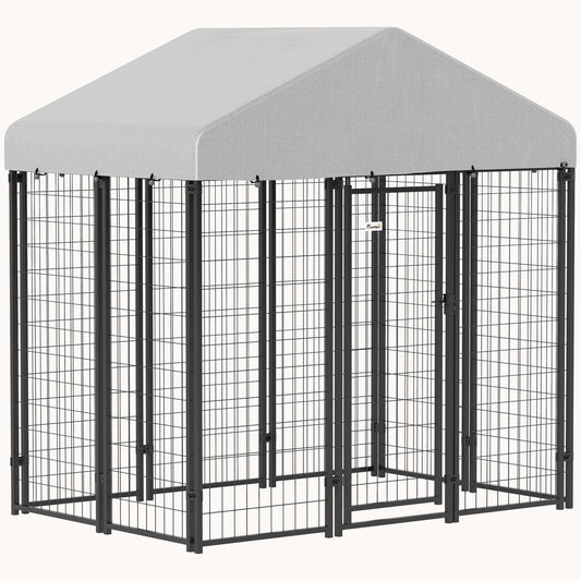 5.9' x 4' x 6' Outdoor Dog Kennel with Secure Roof for Medium Dogs