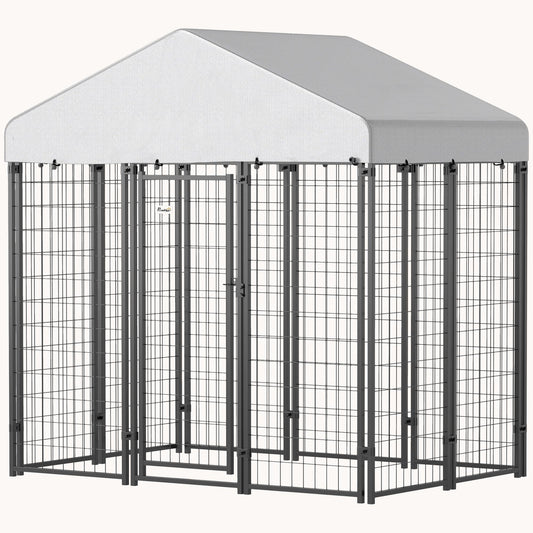 5.9' x 4' x 6' Outdoor Dog Kennel with Secure Roof for Medium Dogs