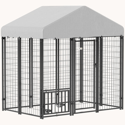 5.9' x 4' x 6'  Escape-Proof Dog Run with Rotating Feeding Station for S&M Dogs