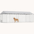 Load image into Gallery viewer, Walk-In Outdoor Dog Kennel with Roof, Bowls & Double Locks, Silver
