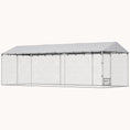 Load image into Gallery viewer, Walk-In Outdoor Dog Kennel with Roof, Bowls & Double Locks, Silver
