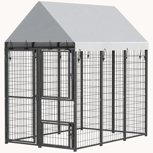 6' x 4' x 6' Outdoor Expandable Dog Kennel with Roof 3 Doors and Secure Lock