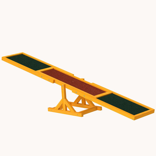 Pupstacle 71" Wooden Dog Agility Seesaw with Anti-Slip Surface Natural