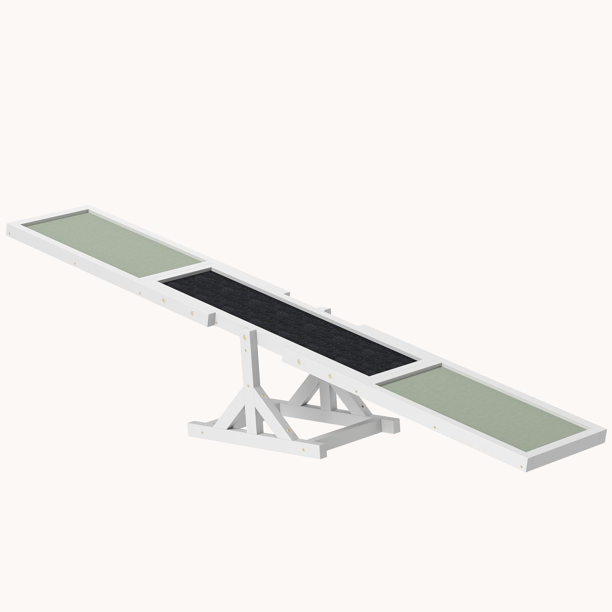 Pupstacle 71" Wooden Dog Agility Seesaw with Anti-Slip Surface White